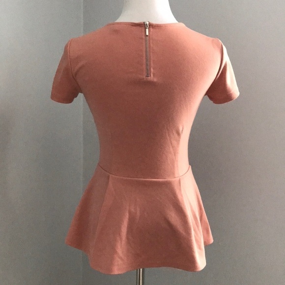 Pink Short Sleeve Peplum Top - Picture 5 of 5